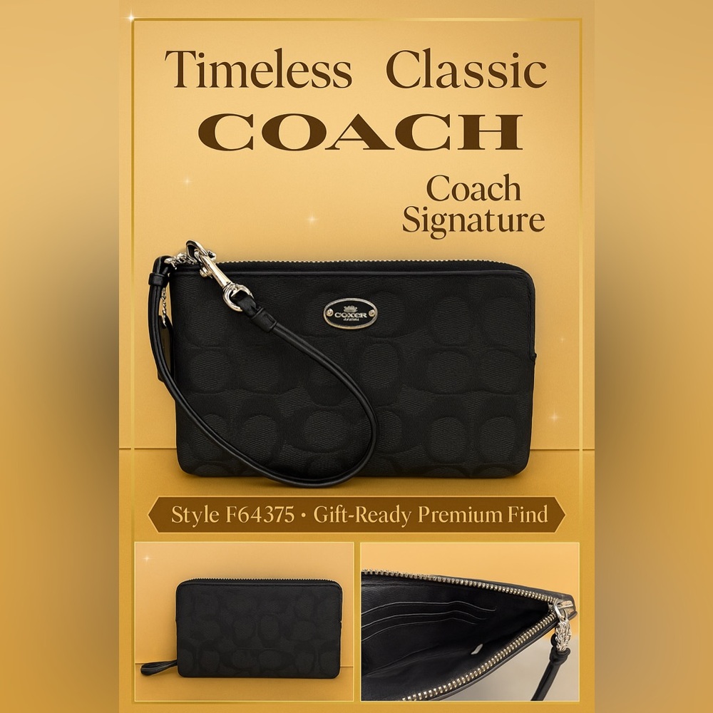 ✨ COACH Signature Corner Zip Wristlet – Classic & Timeless | EUC | MSRP $85 ✨